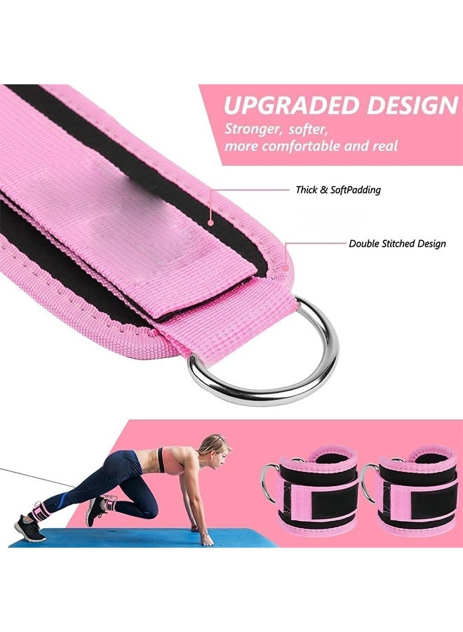 Ankle Straps for Cable Machine, Gym Cuffs with Double Stainless Steel D-Ring, Gym Ankle Cuff with Adjustable Neoprene, Muscle Shaping for Men and Women - Image 3